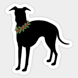 Italian Greyhound with festive holly collar Holiday design 2 Sticker